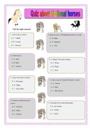 English worksheets: Quiz about fictional horses