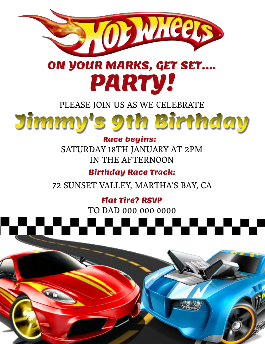 Hotwheels Birthday invitation Template | PosterMyWall