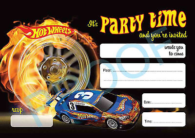 #54 HOT WHEELS Pack of 10 kids children birthday party INVITATIONS | eBay