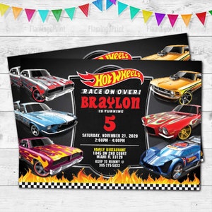 Digital Hot Wheels Birthday Invitation. Hot Wheels Invites. E ...
