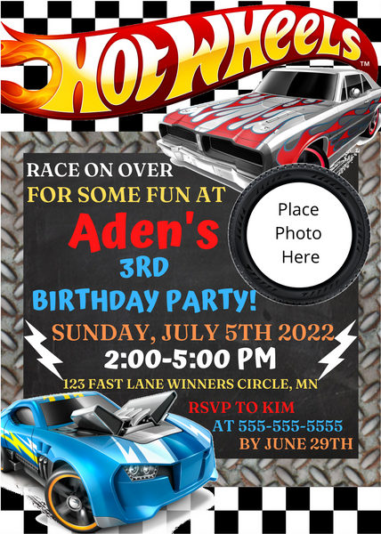 printable hot wheels birthday invitations