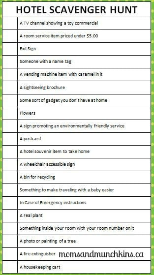 printable hotel scavenger hunt