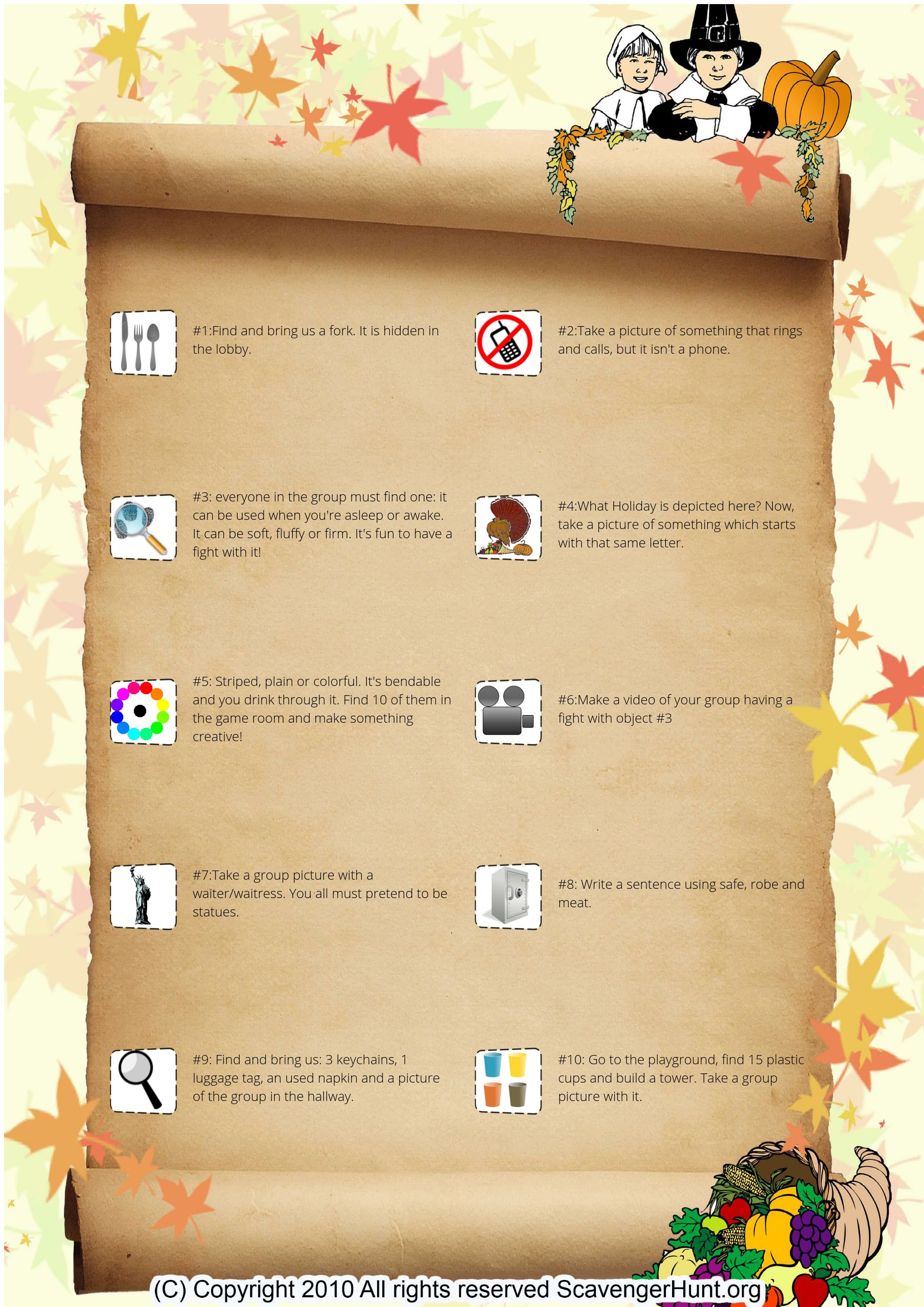 printable hotel scavenger hunt