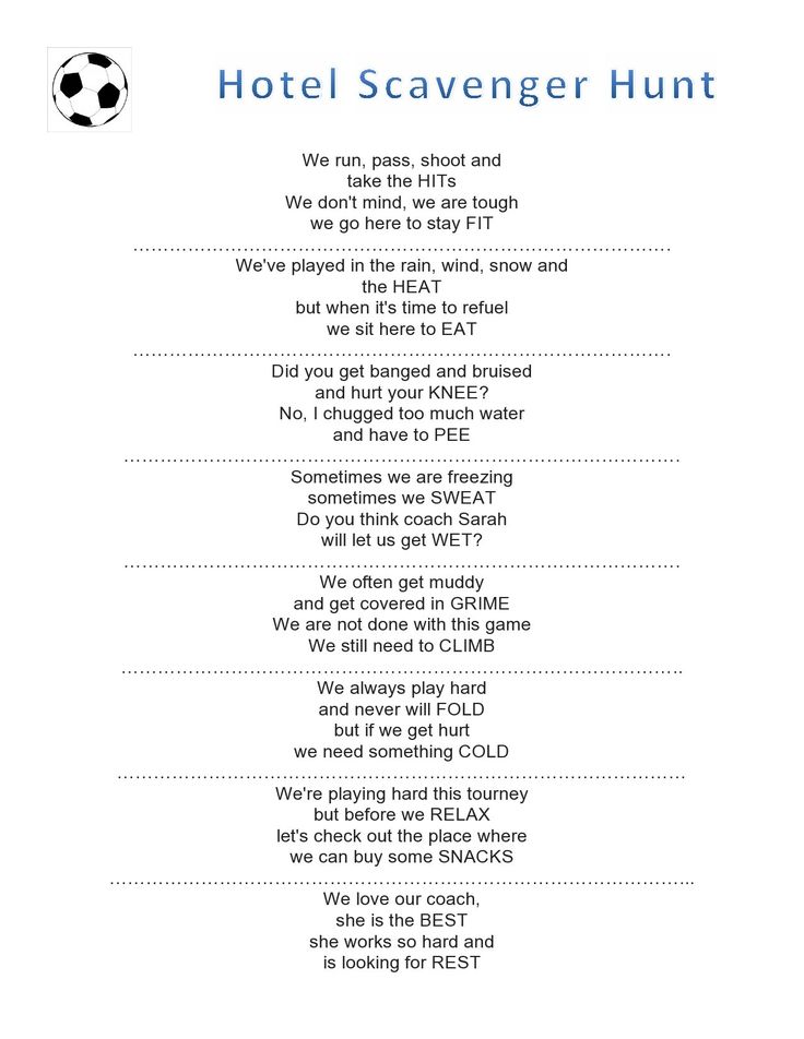 printable hotel scavenger hunt