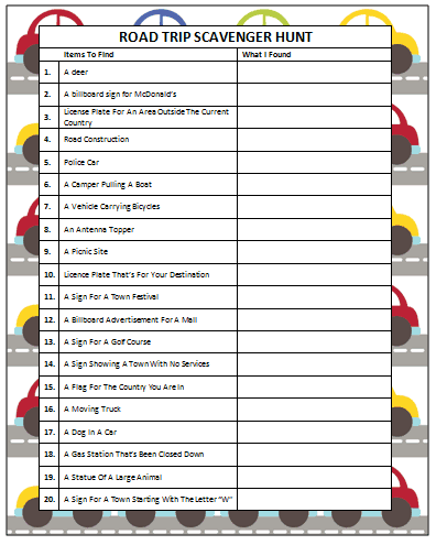 printable hotel scavenger hunt