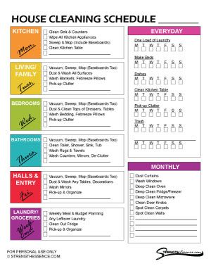 printable house cleaning checklist template