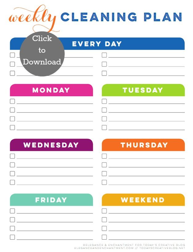 printable house cleaning schedule template