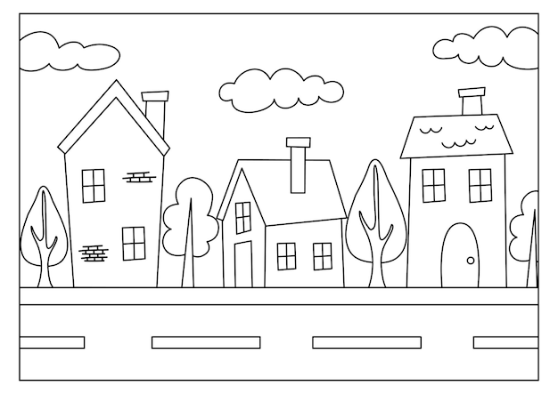 Premium Vector | House coloring page for kid activity printable vector