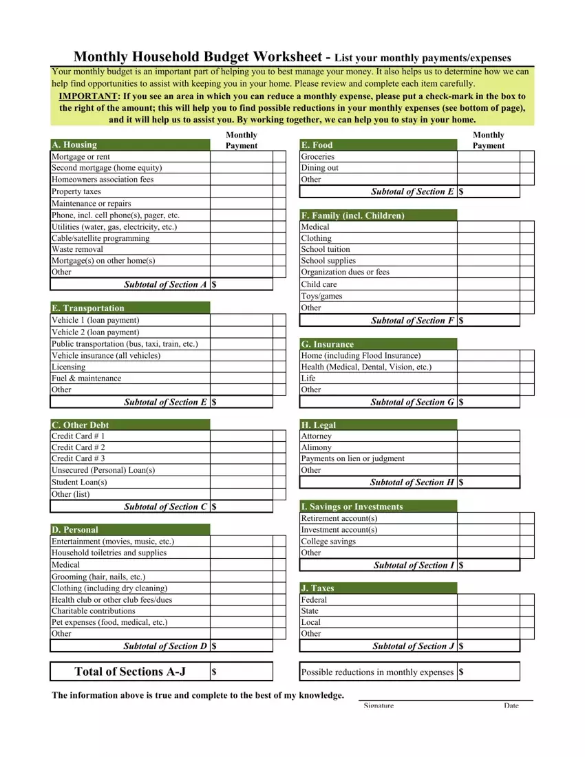 printable household budget worksheets pdf