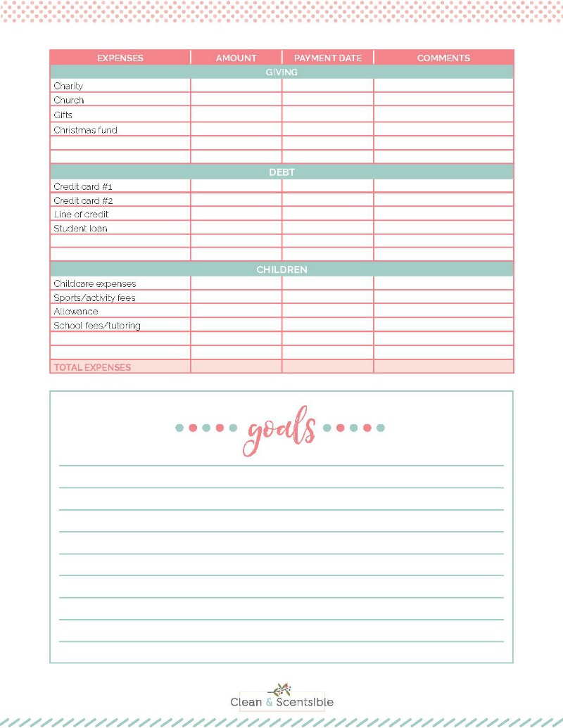 printable household budget worksheets pdf