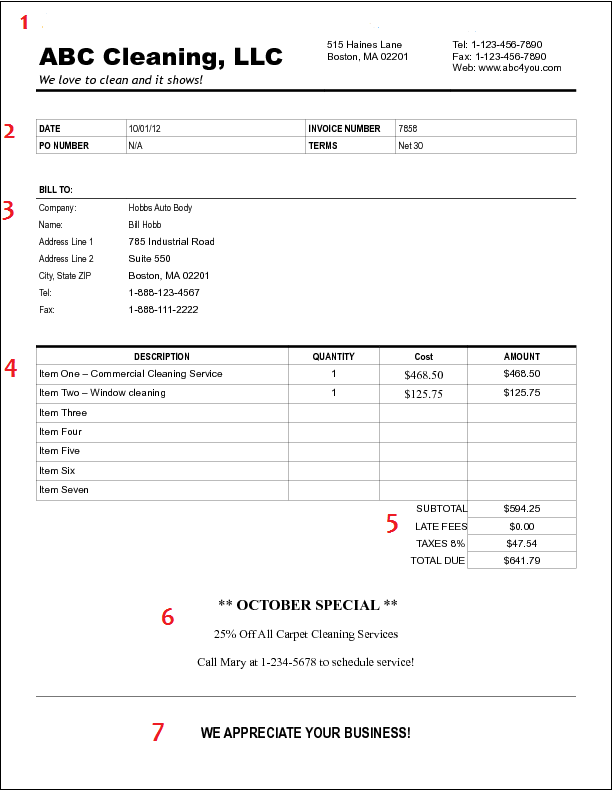 printable housekeeping receipt