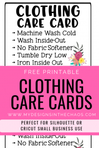 Printable Clothing Care Cards - My Designs In the Chaos