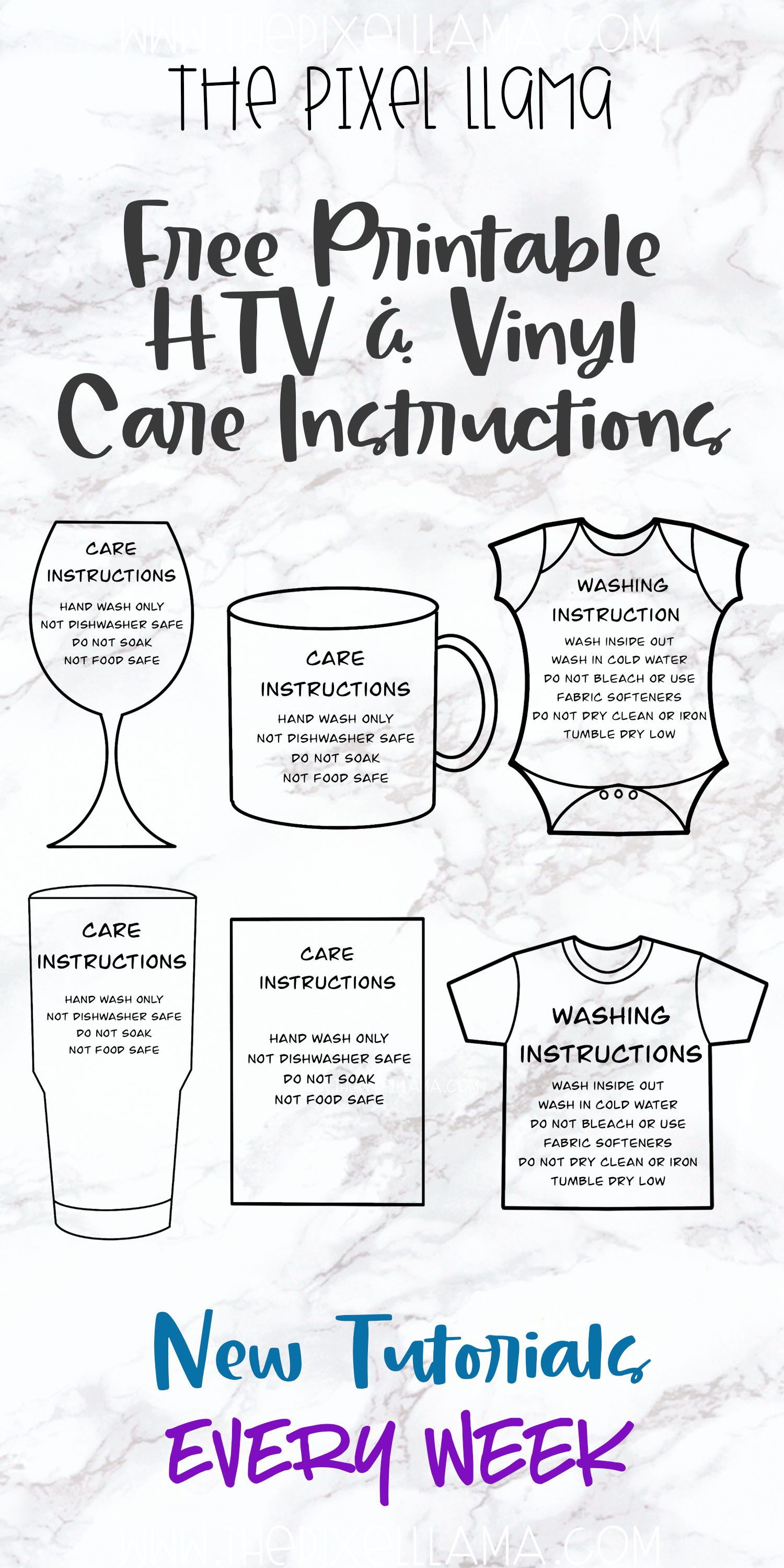 HTV &  Vinyl Care Instructions Free Printable