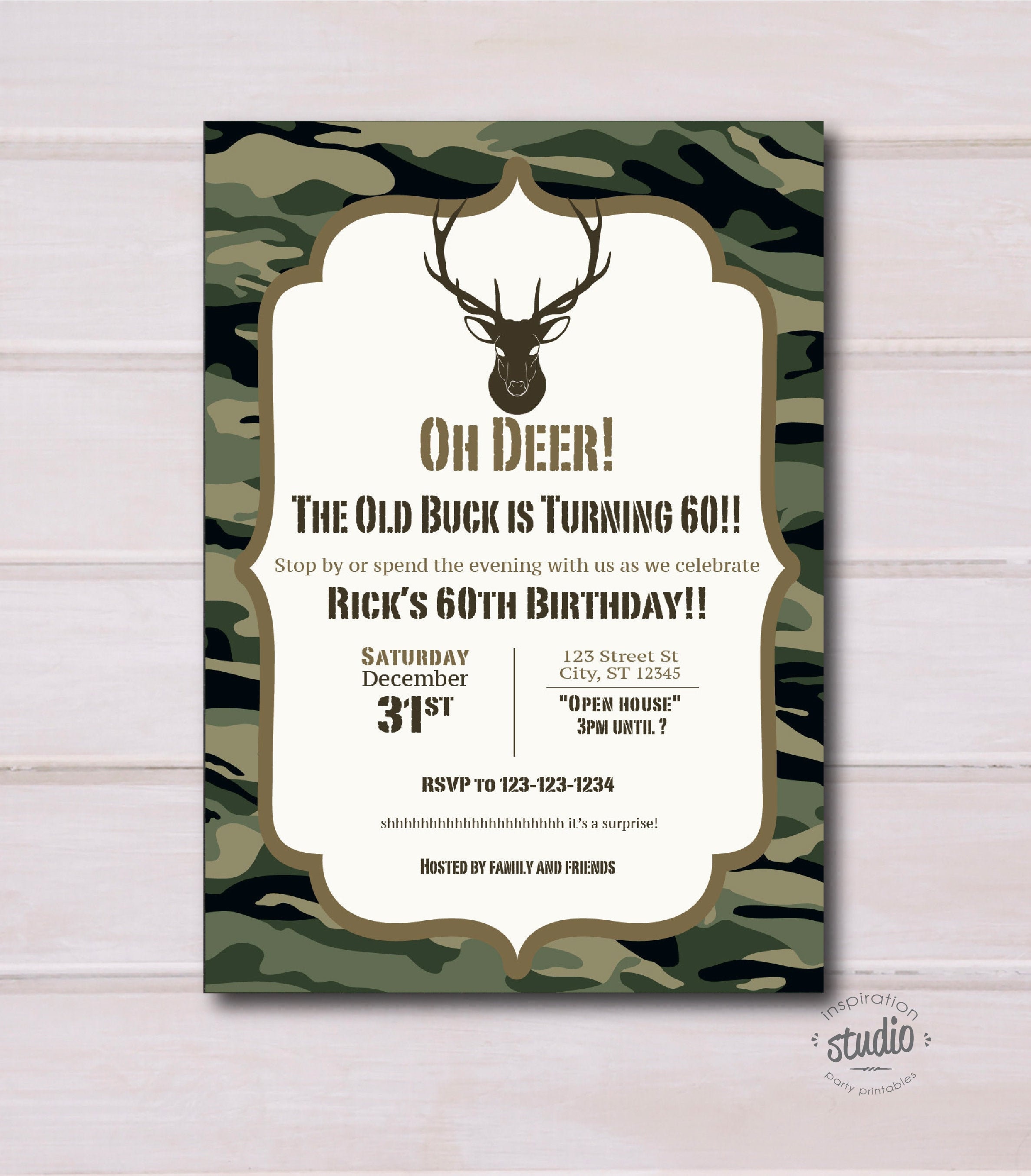 printable hunting birthday invitations