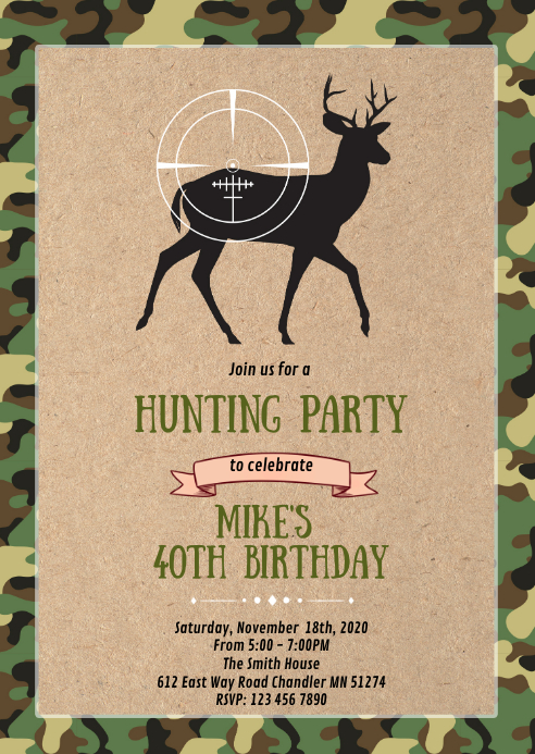 Camouflage Deer hunting party invitation Template | PosterMyWall
