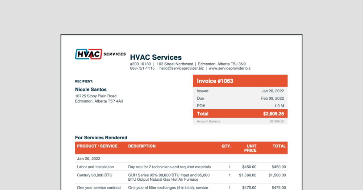 Free HVAC Invoice Template | Invoice Generator | Jobber Academy ...