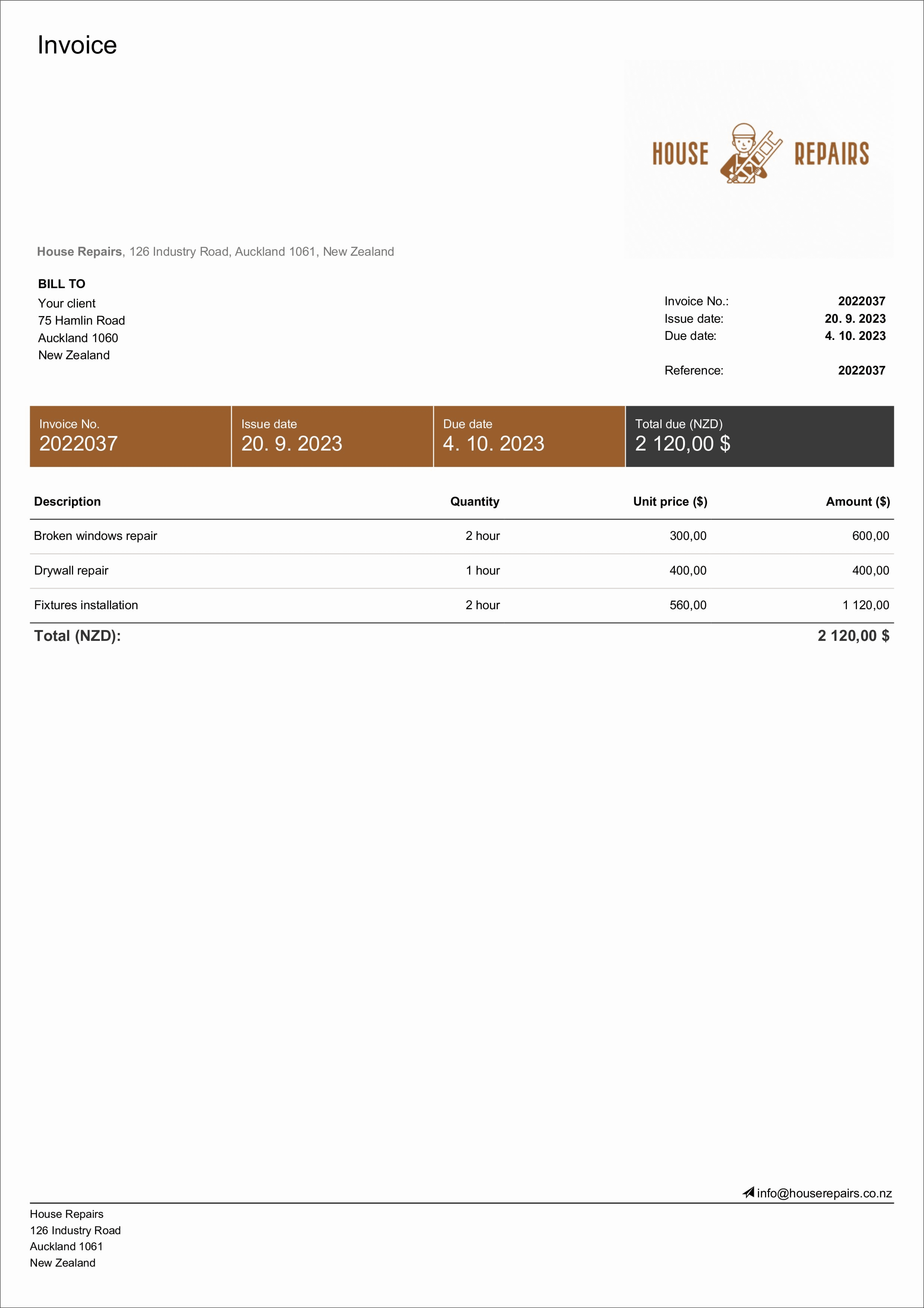 Service Invoice Template - Free &  Editable &  Printable | Billdu