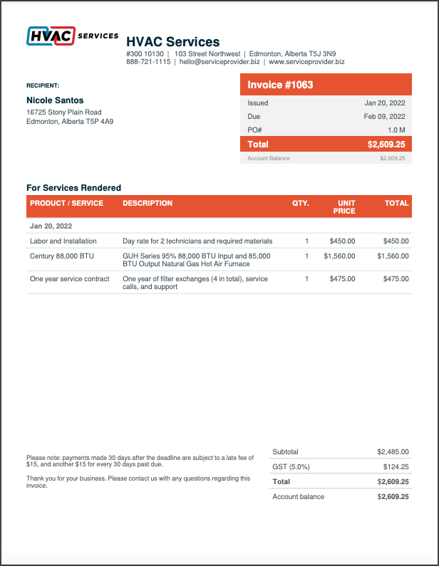 Free HVAC Invoice Template | Invoice Generator | Jobber Academy ...