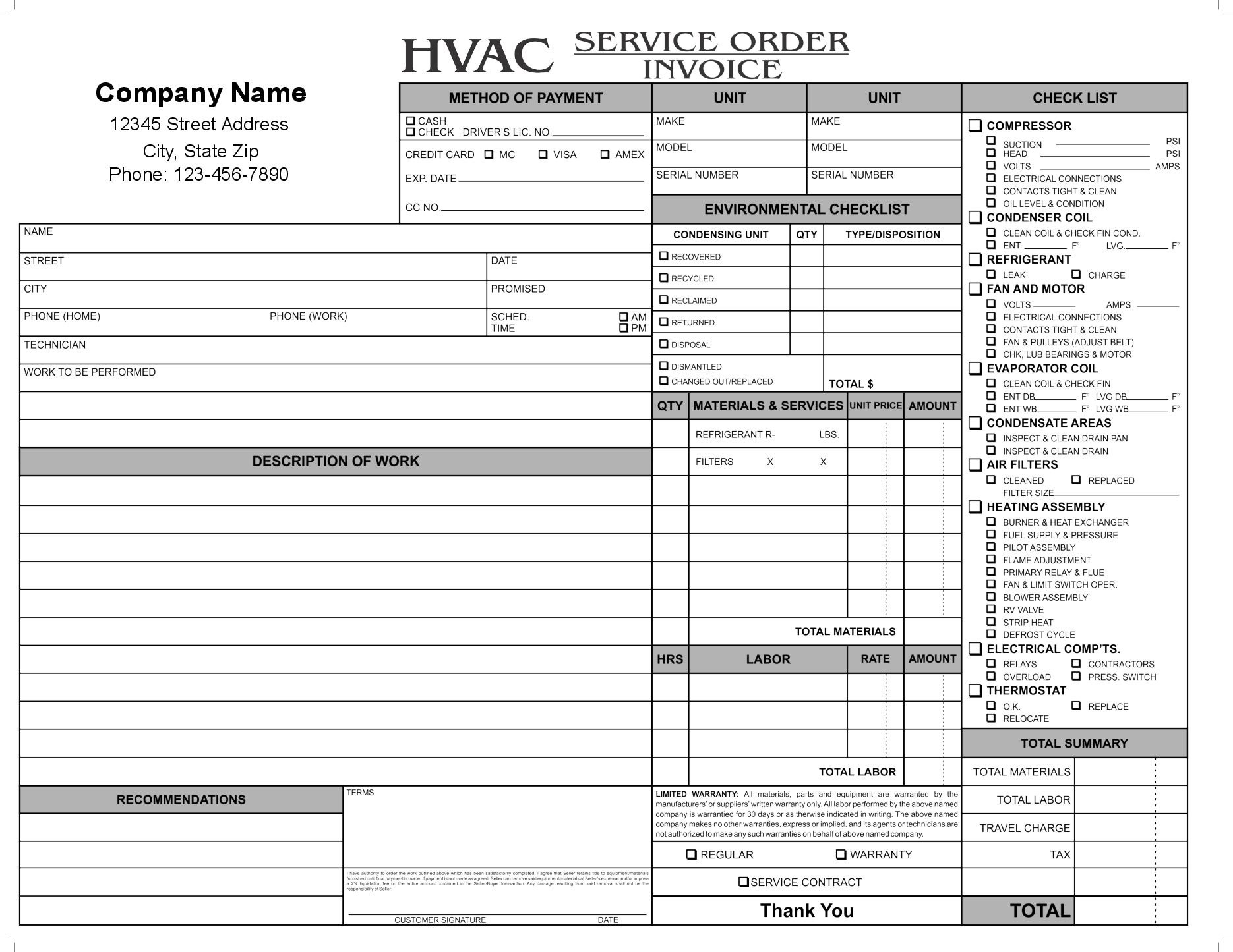 Hvac Service Invoice Template Free - 10+ Examples of Professional ...