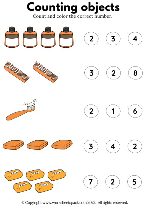 Counting Objects PDF, Personal Hygiene Count Free Worksheet ...