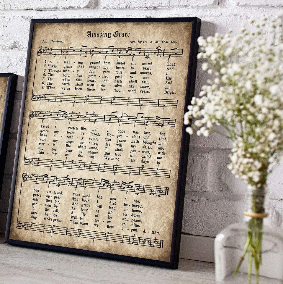 Amazing Grace Print, Printable Vintage Sheet Music, Instant ...