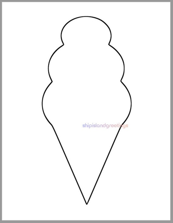 9.5 Inch Ice Cream Cone Template-printable Ice Cream Cutout ...