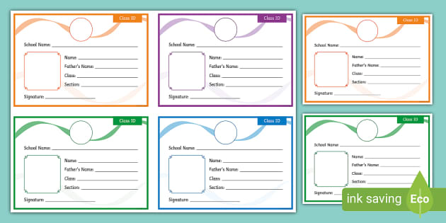 Class Identification Card Activity Sheet (teacher made)