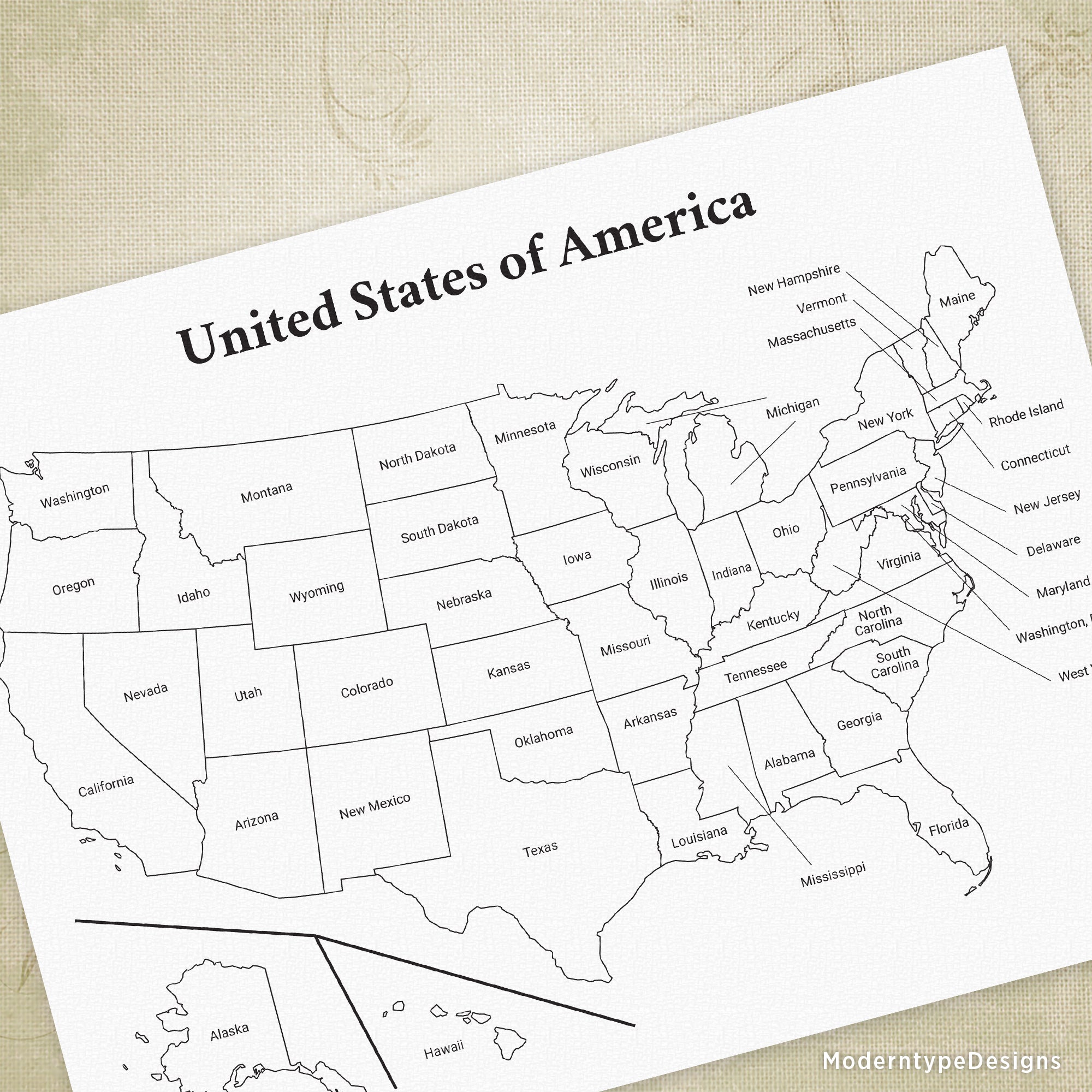 printable image of united states map