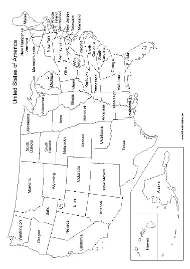 United States Map with States Names - Free Printable