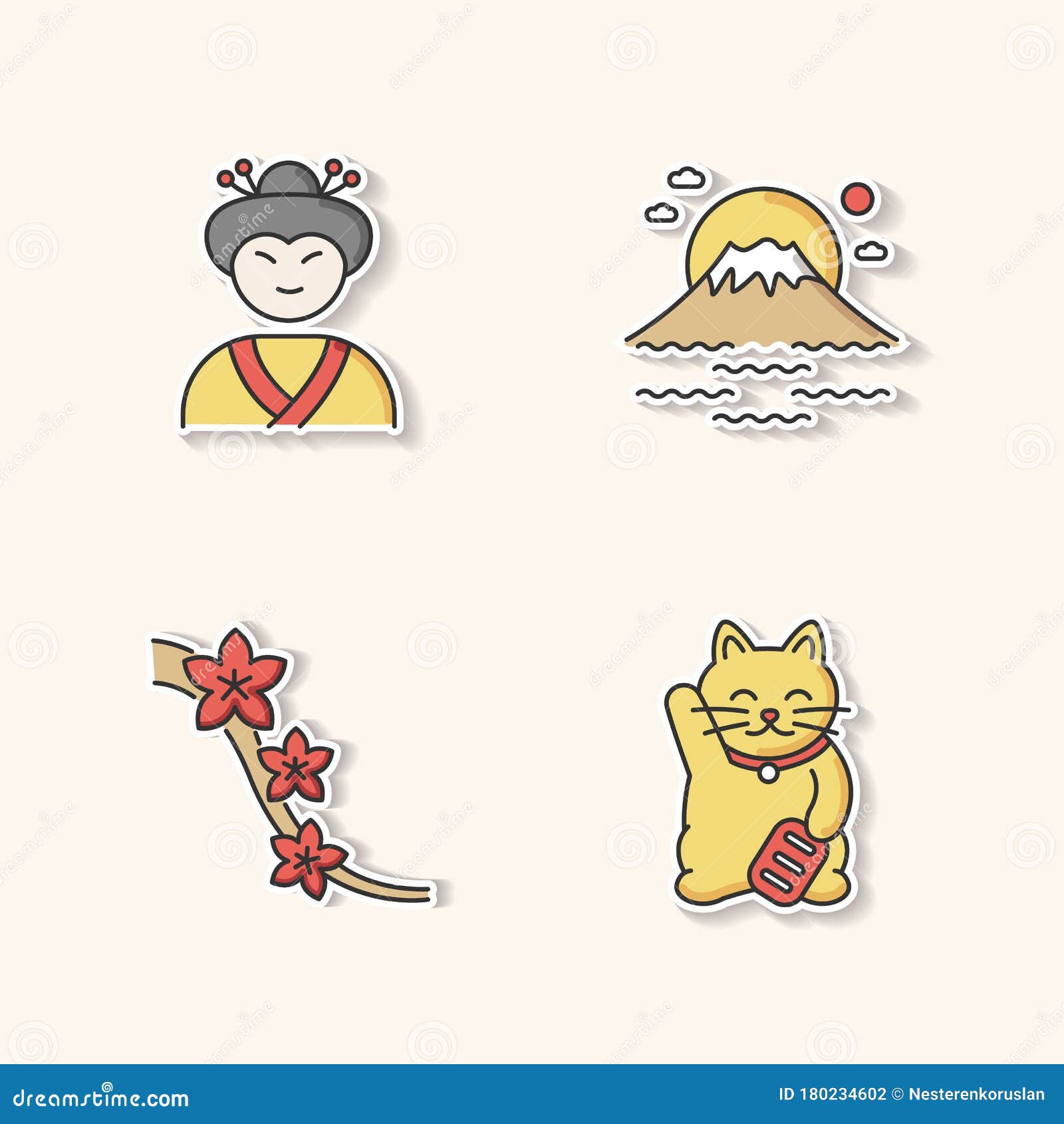 Japan Printable Patches. Geisha Face Stock Vector - Illustration ...