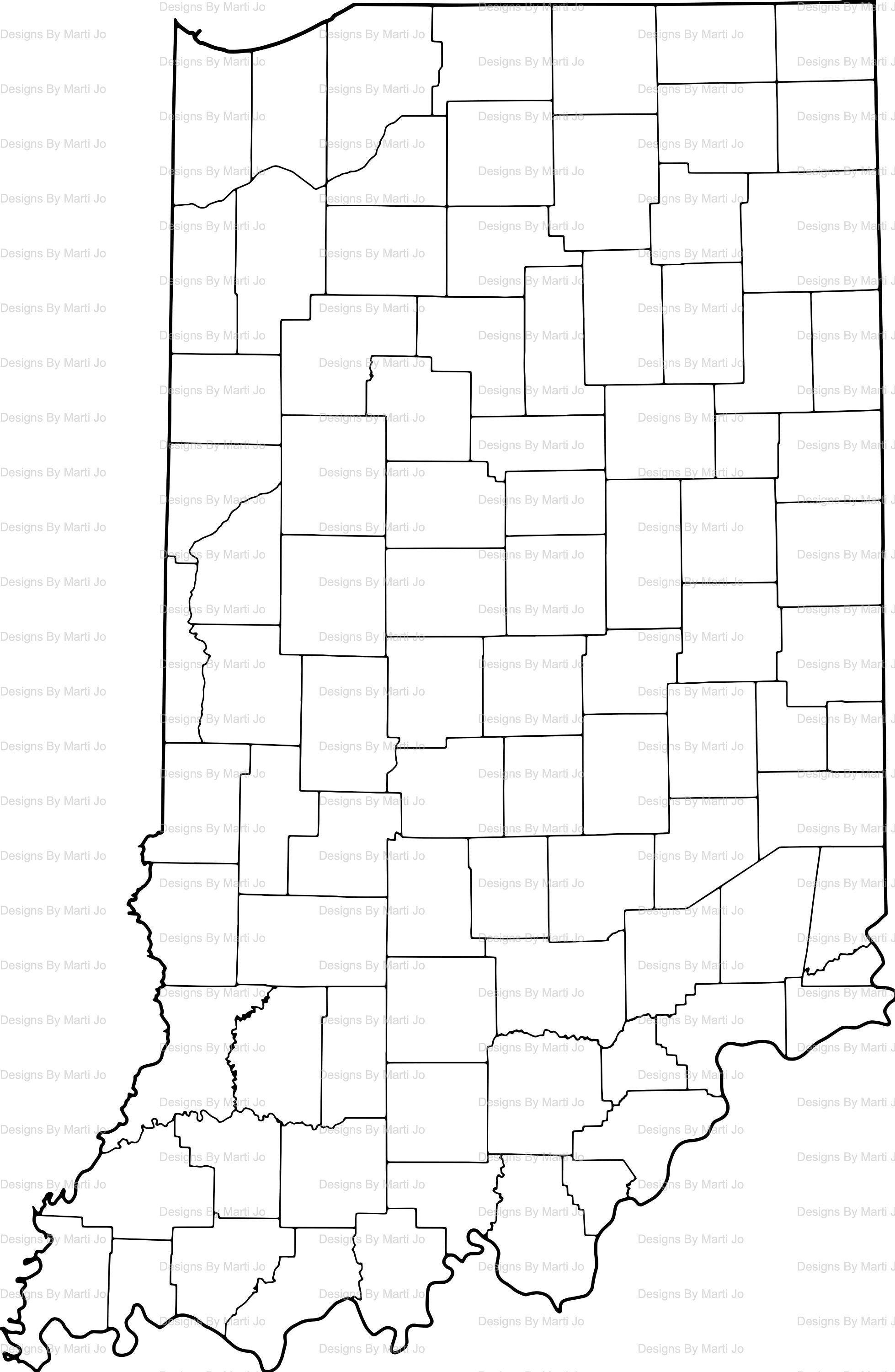 Printable Indiana Map Printable IN County Map Digital Download PDF ...