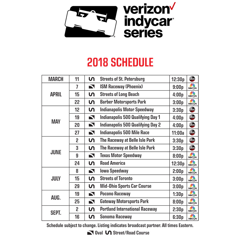 Fans will get closer than ever to INDYCAR action with 2018 TV schedule