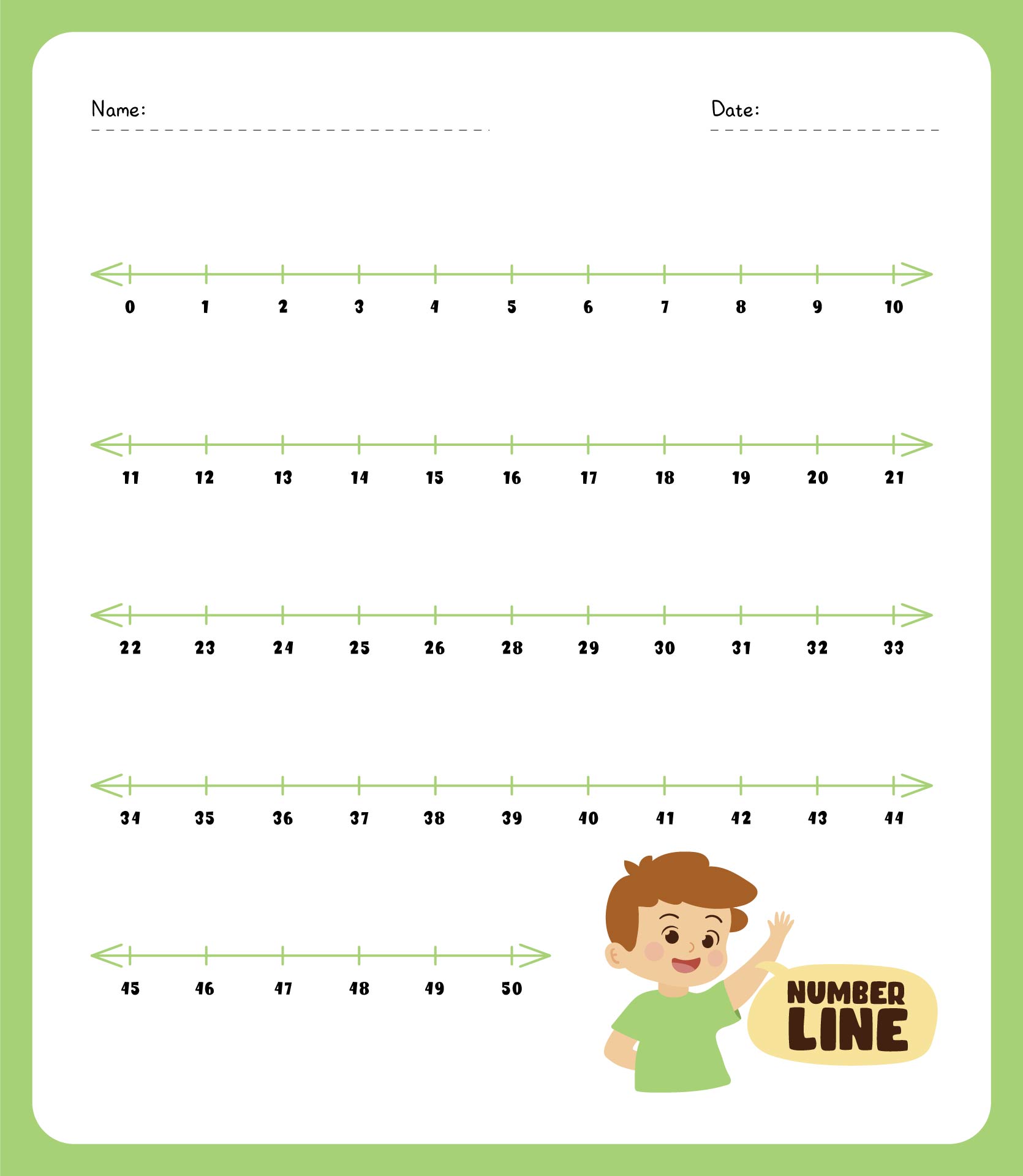 Number Line To 50 - 6 Free PDF Printables | Printablee