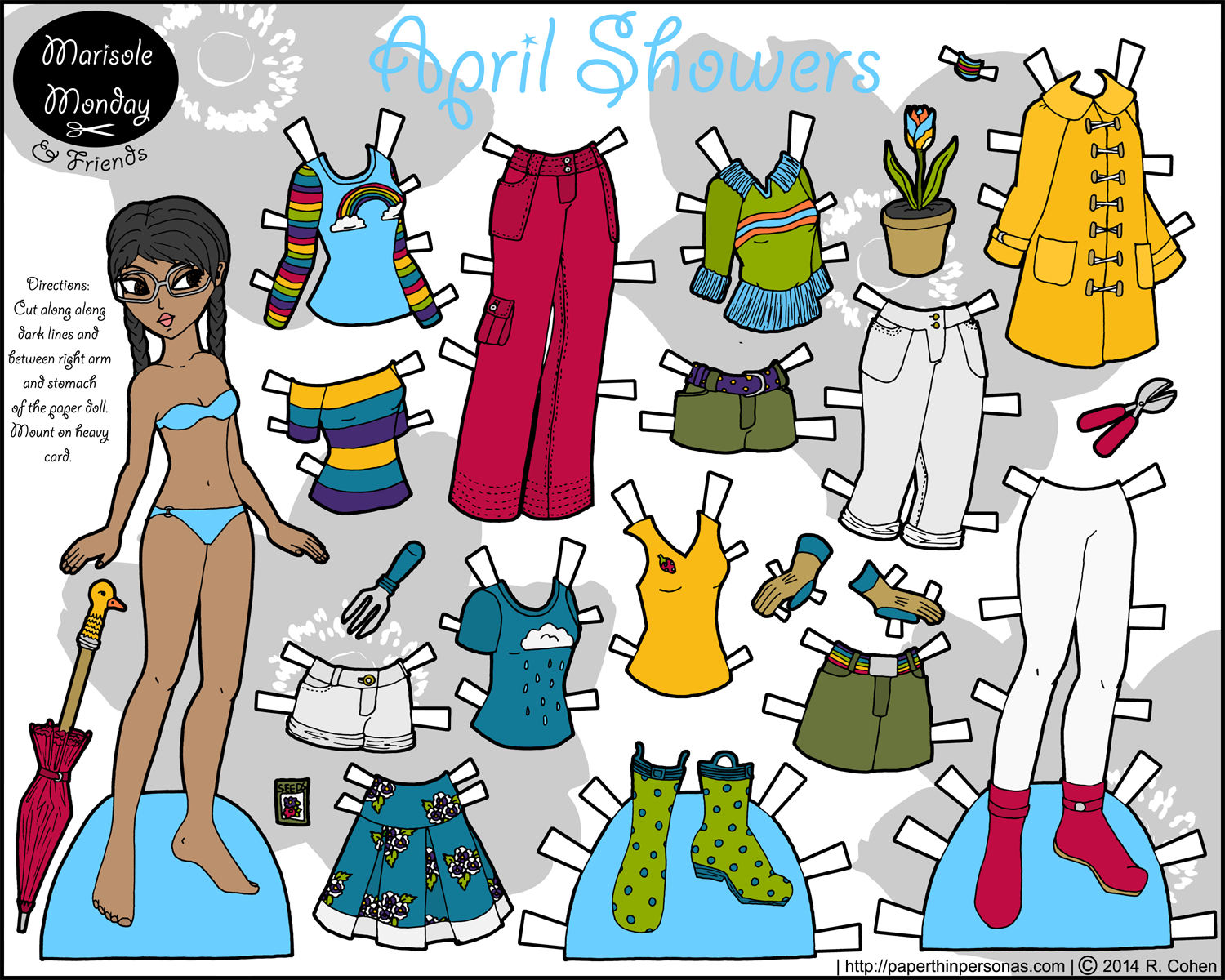 April Showers: Printable Paper Doll for Kids or Adults