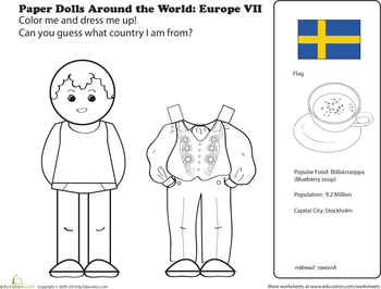 Paper Dolls Around the World: Europe VII | Worksheet 