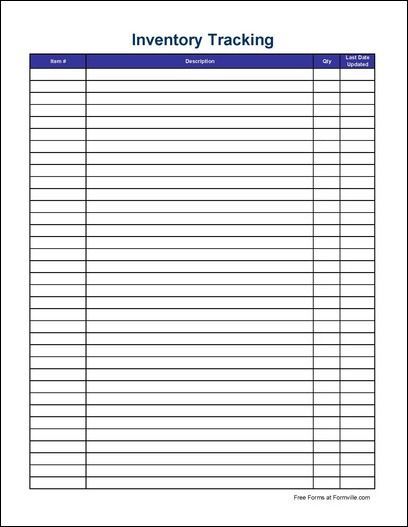 Free Simple Inventory Tracking Sheet (Tall) from Formville