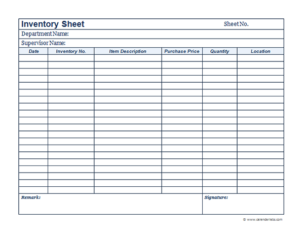 Business Inventory Template - Free Printable Templates