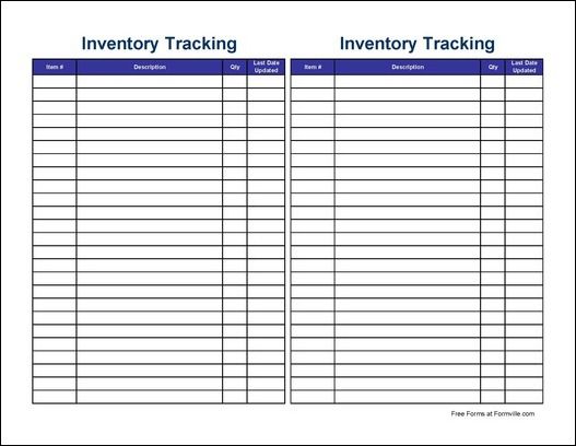 Free Small Simple Inventory Tracking Sheet (Tall) from Formville