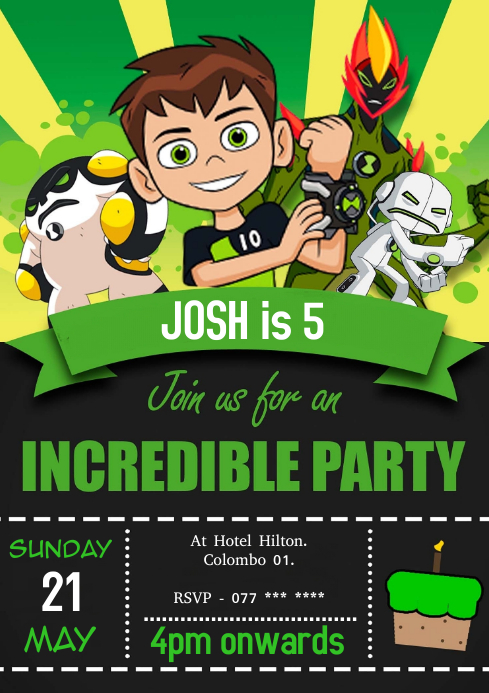 Ben ten birthday card Template | PosterMyWall