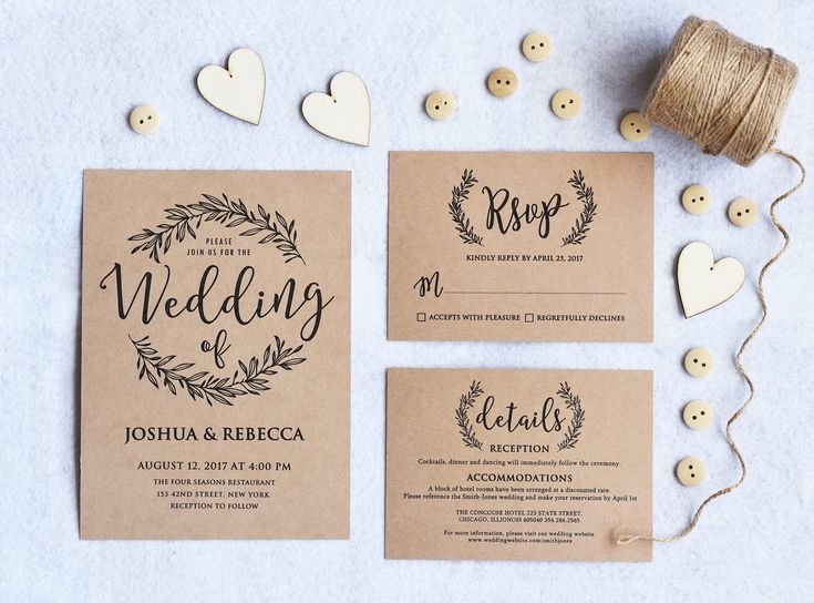 Printable Wedding Invitations, DIY Kraft Wedding Invitation ...