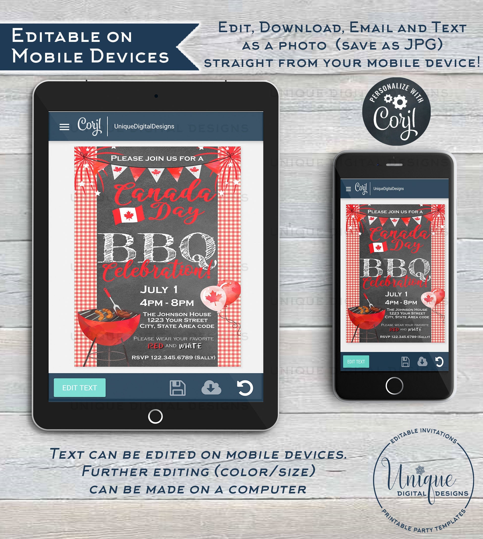 Editable Canada Day Invitation, Oh Canada Day BBQ Invite, Canada Day E