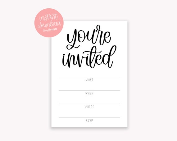 Youre Invited Printable Invitations Fill in the Blank Invitations ...
