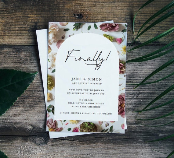 PRINT at HOME - Finally! - Wedding Invitations - Arch shape, funny, quirky  and unique - Personalised and Printable Wedding Invitations