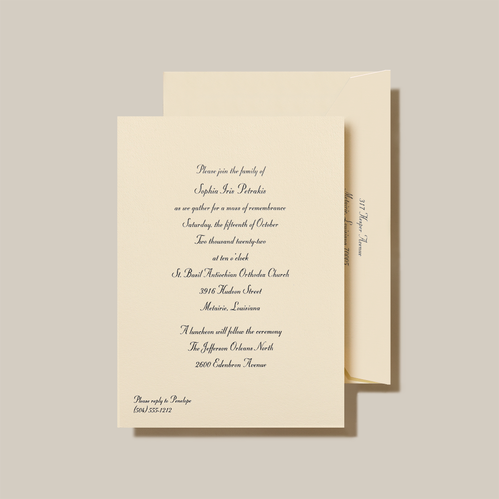 Stuyvesant Memorial Invitation | Crane Stationery