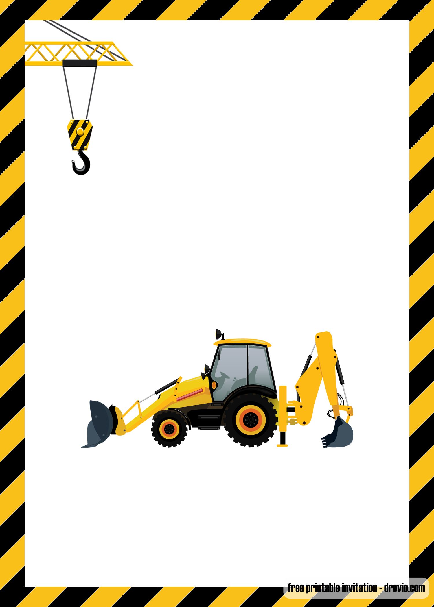 FREE Printable Construction Party Invitation Templates