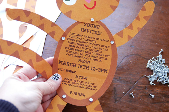 Cat themed party invitations - My Paper Crane