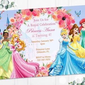 Princess Birthday Invitation, Disney Princess Invitation, Birthday ...