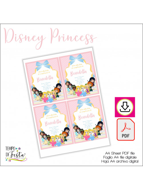 Disney Princesses printable and customized invitations ...