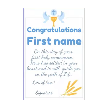 First Holy Communion congratulation card free templates on ...