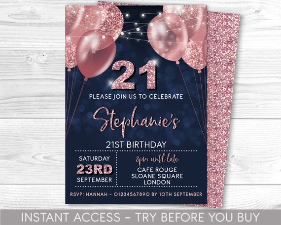 printable invitations for 21st birthday